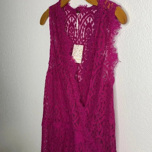 New Free People Bright Orchid Lace Slip Dress S - Picture 5 of 11